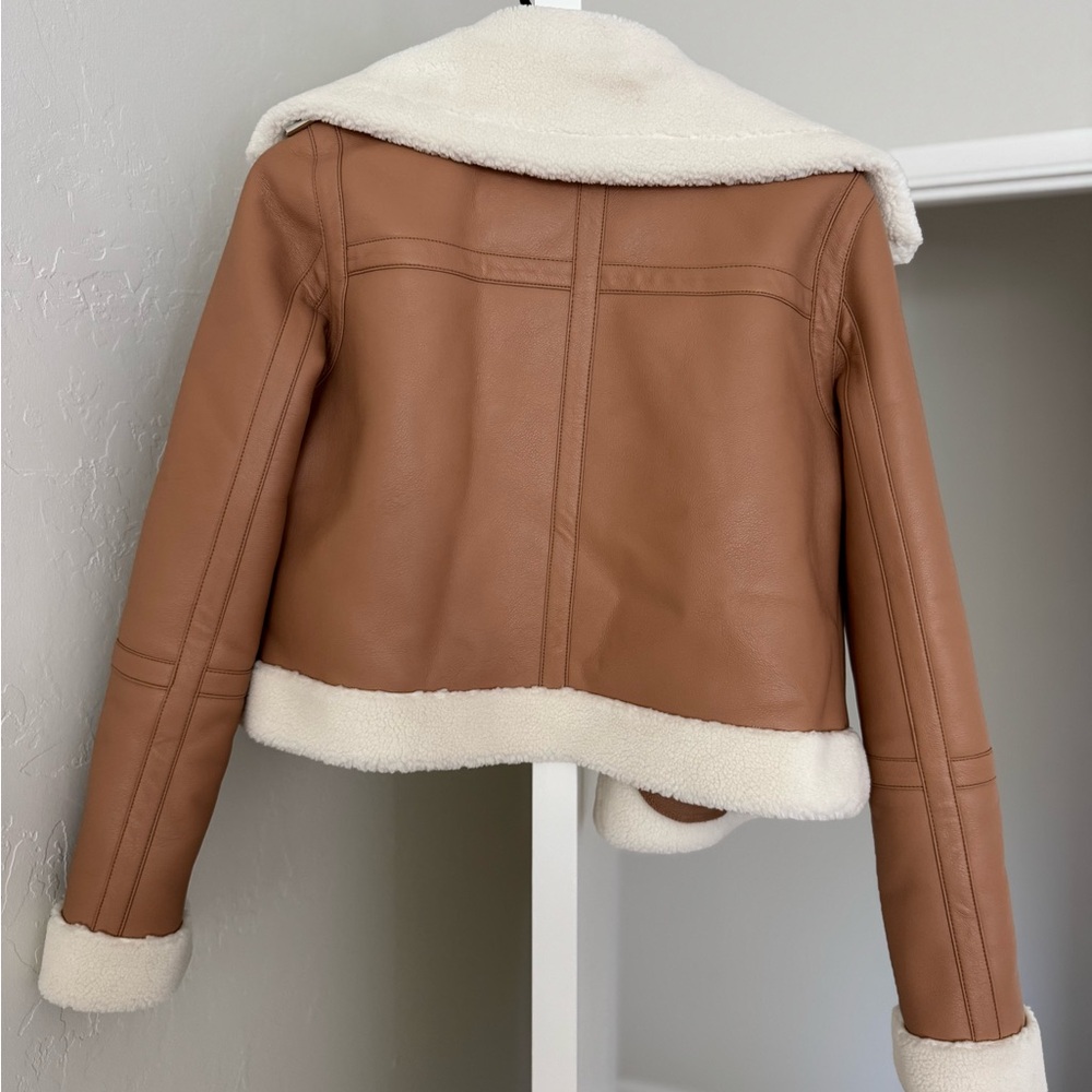 Stand Studio Tan and Cream Leather Jacket